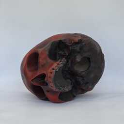 Black Pentagram Skull. Plaster Of Paris Lifesize Human Skull Replica - thumbnail 4