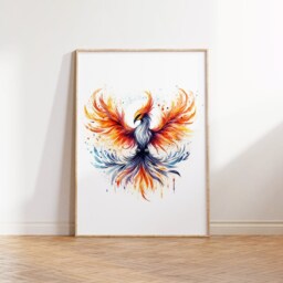 Phoenix Poster Set - Of 3 Prints - Watercolor Painting Watercolour Picture Wizard Wall Art Artwork Gifts Bird Decor - thumbnail 3