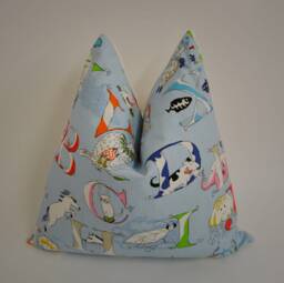 Sanderson - Alphabet Zoo Powder Blue Children's Cushion Cover Throw Pillow Designer Home Decor - thumbnail 1