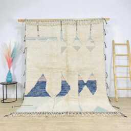 Abstract Landscape Rug, Blue Pink Moroccan Berber Shag, Handmade Wool Area Large Modern Tribal Decor - thumbnail 1