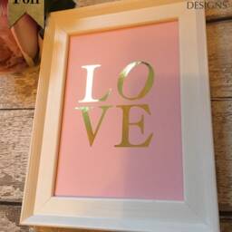 Love Real Foil Print, Gold & Pink Wall Art Frame, Wedding Decoration, Gift, Home Decor New Gift - thumbnail 3