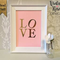 Love Real Foil Print, Gold & Pink Wall Art Frame, Wedding Decoration, Gift, Home Decor New Gift - thumbnail 2