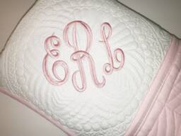 Personalized Baby Girl Quilt, Embroidered Monogram Heirloom Blanket - thumbnail 1
