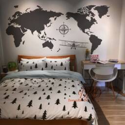 Large World Map Decal, Compass Wall Airplane Wall Decal-World Stickers For Bedrooms, Offices, Classrooms, Living Rooms-Dk385 - thumbnail 2