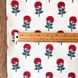 1611. Naha Red/Blue Block Print - 100% Organic Cotton Cushion Cover - thumbnail 3