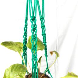 Green Mini Macrame Plant Hanger 18 Inches 3 Mm Small Hanging Planter Indoor Or Outdoor Decor Flower Pot Holder Hall Decorations Pot - thumbnail 2