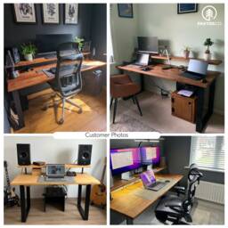 Handmade Wood Computer Desk With Monitor Shelf - Eco-Friendly - thumbnail 3