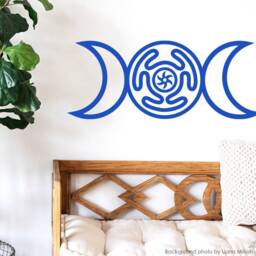Triple Goddess Hecate Vinyl Wall Art, Wiccan Decal, Witch Sticker, Moon Symbol, Hekate's Wheel - thumbnail 2