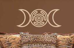 Triple Goddess Hecate Vinyl Wall Art, Wiccan Decal, Witch Sticker, Moon Symbol, Hekate's Wheel - thumbnail 1