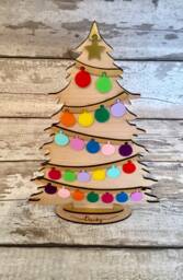 Personalised Wooden Christmas Tree Advent Calendar With Baubles - thumbnail 1