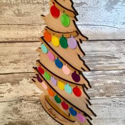 Personalised Wooden Christmas Tree Advent Calendar With Baubles - thumbnail 3