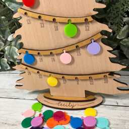 Personalised Wooden Christmas Tree Advent Calendar With Baubles - thumbnail 4