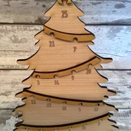 Personalised Wooden Christmas Tree Advent Calendar With Baubles - thumbnail 2