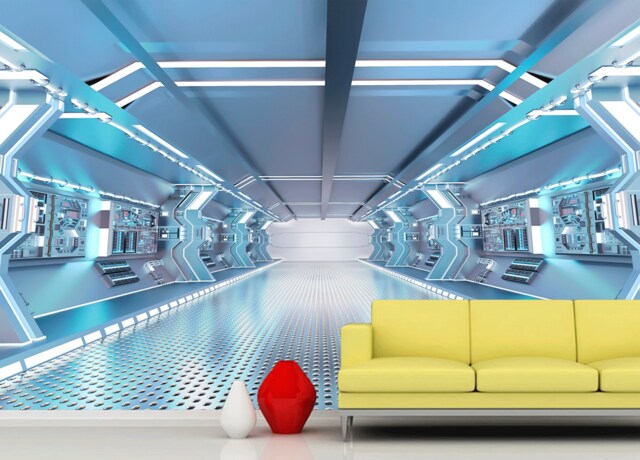 Wall Mural Sci-Fi Photo Art Removable Wall Futuristic Spaceship Fantastic Interioir Self Adhesive Of Starship Interior - image 1