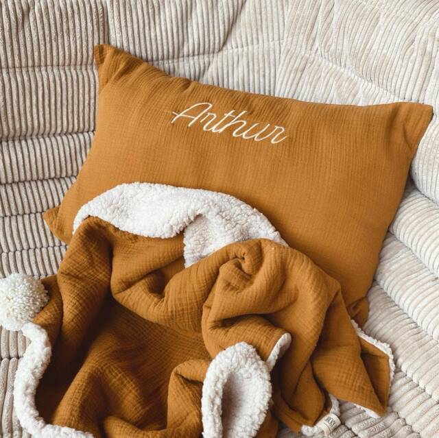Brown Custom Pillowcase 60x40cm in Double Gauze Oeko Tex - image 1