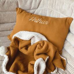 Brown Custom Pillowcase 60x40cm in Double Gauze Oeko Tex - thumbnail 1