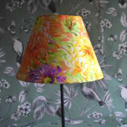 Handmade Flower Lampshade, Kaffe Fassett Yellow & Orange Chrysanthemums, Floral Tapered - thumbnail 3