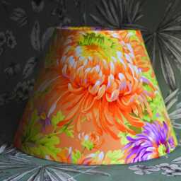 Handmade Flower Lampshade, Kaffe Fassett Yellow & Orange Chrysanthemums, Floral Tapered - thumbnail 2