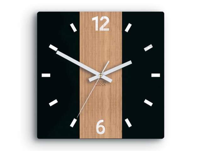 Black Clock With Bamboo - Primo, Silent White Numbers, Modernclock/11, 81 - image 1