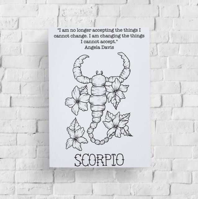Scorpio Astrology Print Feminist Quote, Zodiac Art Birthday Gift - image 1