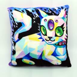 Crystal Cat Familiar Pillow - Witchy Decor - Halloween Pillows Goth Baby - thumbnail 1