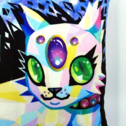 Crystal Cat Familiar Pillow - Witchy Decor - Halloween Pillows Goth Baby - thumbnail 2