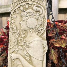 Reconstituted Stone Art Deco Fairy Plaque Statue -Vintage Finish Garden Ornament - thumbnail 3