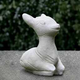 Cute White Deer Statue Concrete Baby Sculpture Outdoor Animal Decoration Relaxing Ornament Front Door Figurine Deer Lover Gift - thumbnail 1