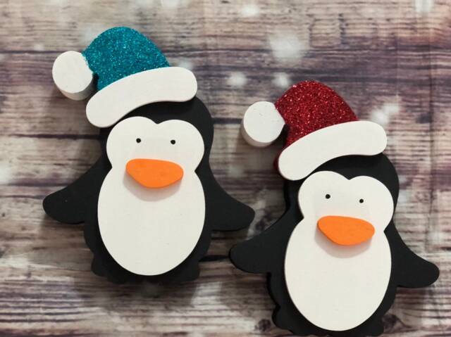 Personalised Penguin , Christmas With Hat, Penguin Family Decoration - Santa - image 1