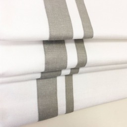 Custom White Roman Shade With Silver Border, Chain Mechanism - thumbnail 3