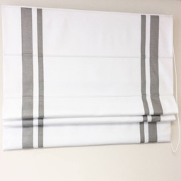 Custom White Roman Shade With Silver Border, Chain Mechanism - thumbnail 2