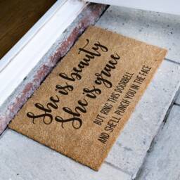 She Is Beauty Grace Doormat - Funny Rude Gesture Go Away Personalised Custom Made - thumbnail 2