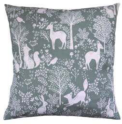 Cushion Cover in Green Woodland Animals Print 16 - thumbnail 1