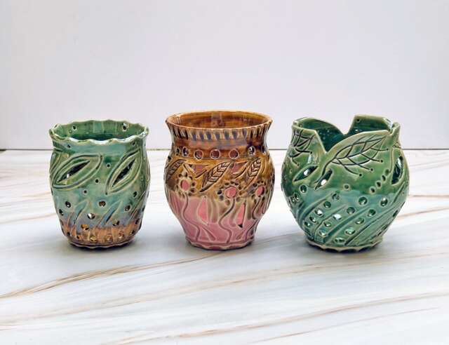 Hand Carved Ceramic Luminary Stoneware Pottery Candle Holder, Bereavement Gift, Self Care Wheelthrown Pottery Gift