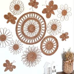Wicker Flower & Butterfly Nursery Decor Boho Wall Hanging Set - thumbnail 4