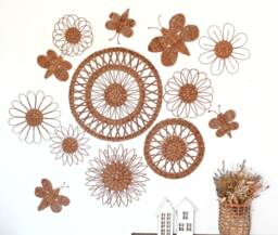 Wicker Flower & Butterfly Nursery Decor Boho Wall Hanging Set