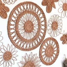 Wicker Flower & Butterfly Nursery Decor Boho Wall Hanging Set - thumbnail 3