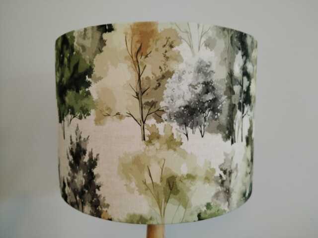 Green Trees Lampshade Abstract Forest Woodland Print Linen Style Fabric Table Floor Or Ceiling Pendant Lamp Shade Various Sizes - image 1