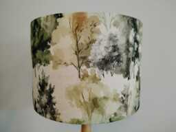 Green Trees Lampshade Abstract Forest Woodland Print Linen Style Fabric Table Floor Or Ceiling Pendant Lamp Shade Various Sizes