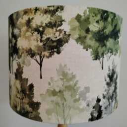 Green Trees Lampshade Abstract Forest Woodland Print Linen Style Fabric Table Floor Or Ceiling Pendant Lamp Shade Various Sizes - thumbnail 3