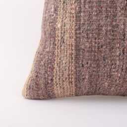 Textured Kilim Pillow Cover Handwoven Turkish Wool, 16x16 - thumbnail 2