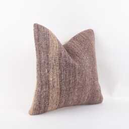 Textured Kilim Pillow Cover Handwoven Turkish Wool, 16x16 - thumbnail 3