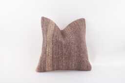 Textured Kilim Pillow Cover Handwoven Turkish Wool, 16x16 - thumbnail 1