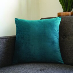 Luxury Super Soft Velvet Cushion - Teal Available in 3 Sizes - Square Or Rectangular, Feather Filling Option Covers Only - thumbnail 2