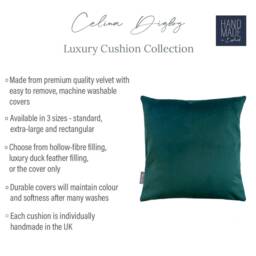 Luxury Super Soft Velvet Cushion - Teal Available in 3 Sizes - Square Or Rectangular, Feather Filling Option Covers Only - thumbnail 3