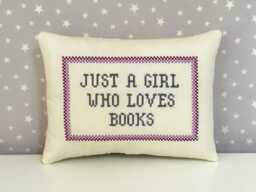 Custom Needlepoint Embroidered Cross Stitch Pillow Personalized Text Cushion - thumbnail 1