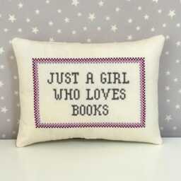 Custom Needlepoint Embroidered Cross Stitch Pillow Personalized Text Cushion - thumbnail 4