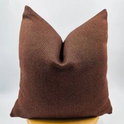 Woven Herringbone Pillow Cover, Black & Copper Chenille Euro Sham - thumbnail 1