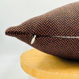 Woven Herringbone Pillow Cover, Black & Copper Chenille Euro Sham - thumbnail 2