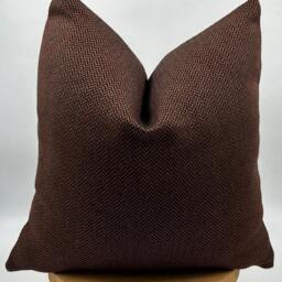 Woven Herringbone Pillow Cover, Black & Copper Chenille Euro Sham - thumbnail 4